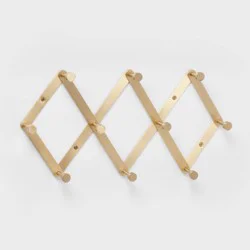 Accordian 10 Hooks Rail Gold - Brightroom™: Wall Mounted Decorative Hook Rack, Lacquered Aluminum, 15" Length