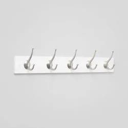 New Traditional 5 Hooks Rail Silver/Ivory - Threshold™: Wall Mounted Decorative Hook Rack, Matte Silver Finish