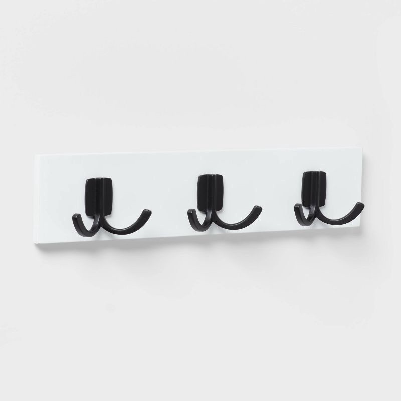 slide 1 of 3, Modern Octopus 3 Hooks Rail Black/White - Brightroom™: Wall Mounted Decorative Hook Rack, Cast Aluminum, 1 ct