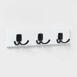 Modern Octopus 3 Hooks Rail Black/White - Brightroom™: Wall Mounted Decorative Hook Rack, Cast Aluminum
