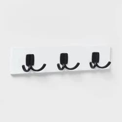 Modern Octopus 3 Hooks Rail Black/White - Brightroom™: Wall Mounted Decorative Hook Rack, Cast Aluminum