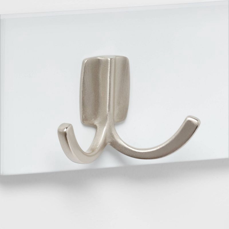 slide 3 of 3, Modern Octopus 5 Hooks Rail Nickel/White - Brightroom™: Wall Mounted Hook Rack, Cast Aluminum, Decorative Hat & Coat Rack, 1 ct