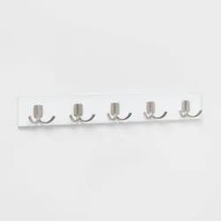 Modern Octopus 5 Hooks Rail Nickel/White - Brightroom™: Wall Mounted Hook Rack, Cast Aluminum, Decorative Hat & Coat Rack