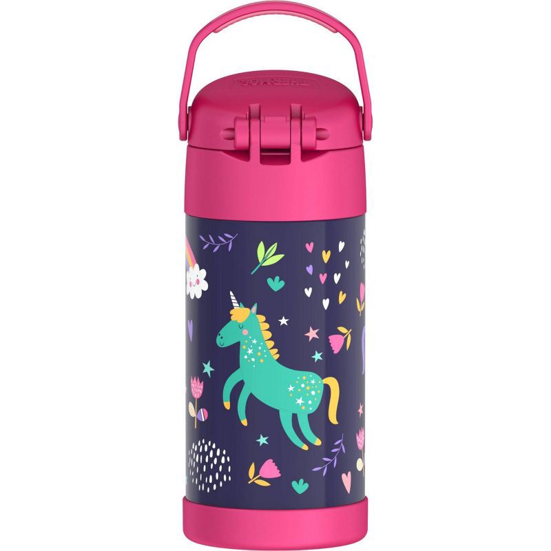 slide 5 of 9, Thermos Kids' 12oz Stainless Steel FUNtainer Water Bottle with Bail Handle - Unicorns, 12 oz