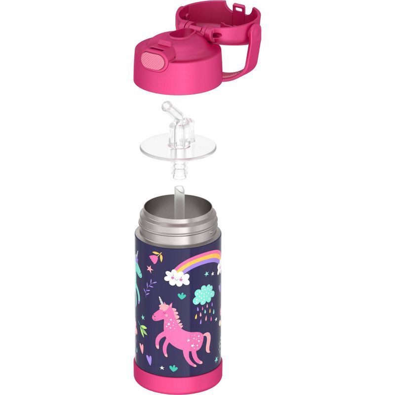 slide 6 of 9, Thermos Kids' 12oz Stainless Steel FUNtainer Water Bottle with Bail Handle - Unicorns, 12 oz