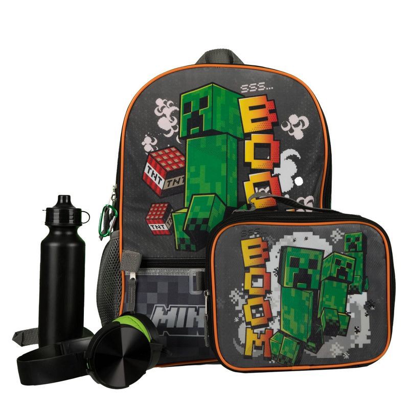 slide 1 of 6, Minecraft Kids' 16" Backpack Set with Headphone, 1 ct