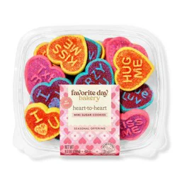 Valentine's Day Message Heart Mini Cookies Tub - 9.2oz/24ct - Favorite Day™