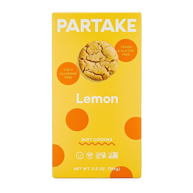 slide 1 of 10, Partake Gluten Free Vegan Soft Baked Lemon Cookies - 5.5oz, 5.5 oz