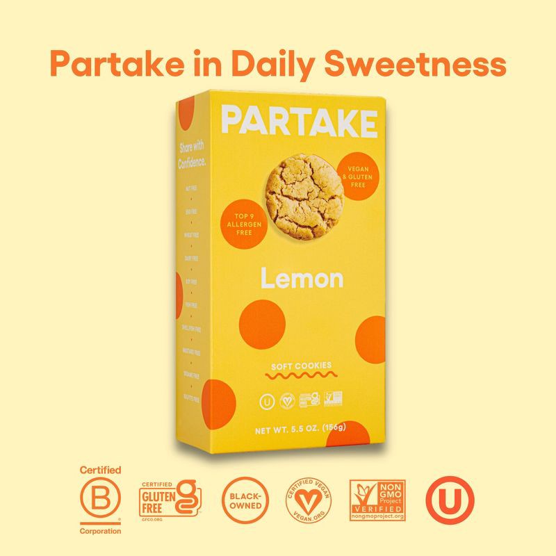 slide 9 of 10, Partake Gluten Free Vegan Soft Baked Lemon Cookies - 5.5oz, 5.5 oz