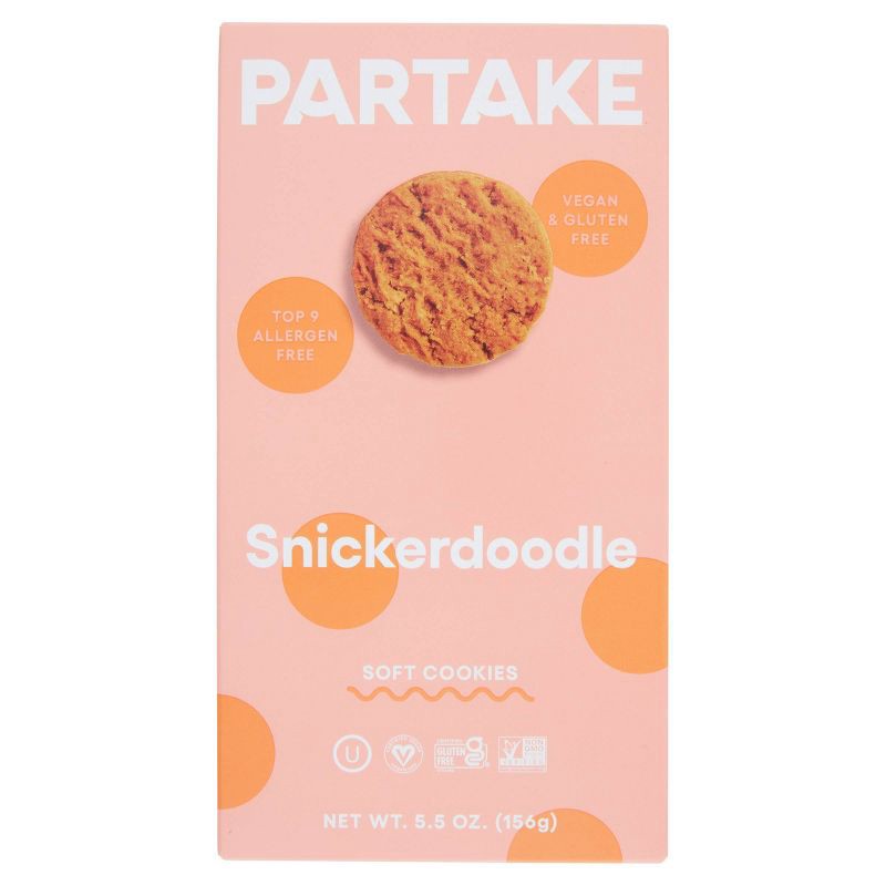 slide 1 of 6, Partake Gluten Free Vegan Soft Baked Snickerdoodle Cookies - 5.5oz, 5.5 oz