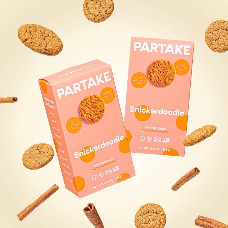 slide 3 of 6, Partake Gluten Free Vegan Soft Baked Snickerdoodle Cookies - 5.5oz, 5.5 oz