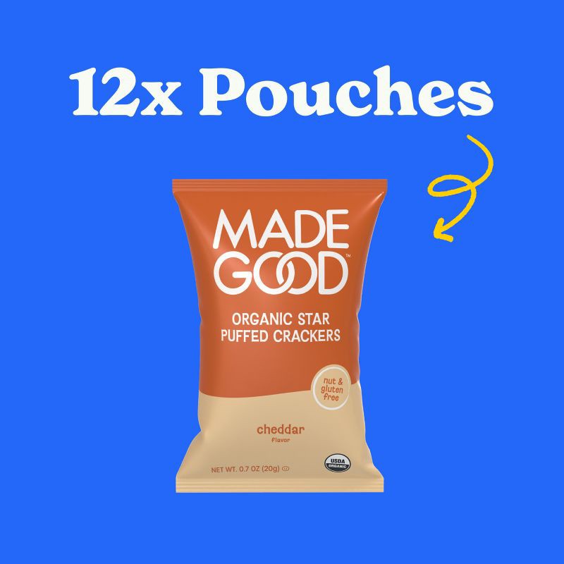 slide 3 of 7, MadeGood Star Puffed Cheddar Crackers Traypack - 8.4oz/12ct, 12 ct; 8.4 oz