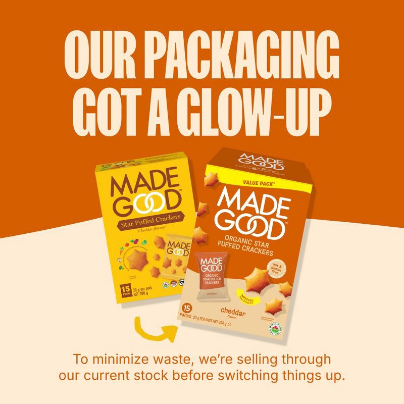 slide 7 of 9, MadeGood Star Puffed Cheddar Crackers Traypack - 8.4oz/12ct, 12 ct; 8.4 oz