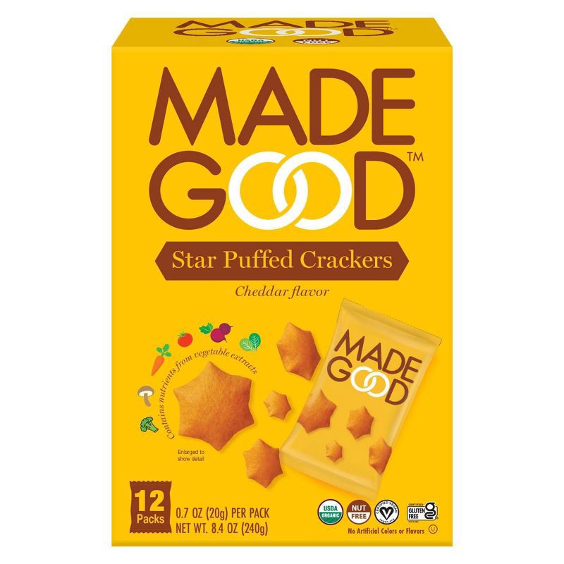 slide 1 of 3, MadeGood Star Puffed Cheddar Crackers - 8.4oz/12ct, 12 ct; 8.4 oz