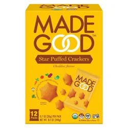 MadeGood Star Puffed Cheddar Crackers Traypack - 8.4oz/12ct