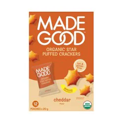 MadeGood Star Puffed Cheddar Crackers Traypack - 8.4oz/12ct
