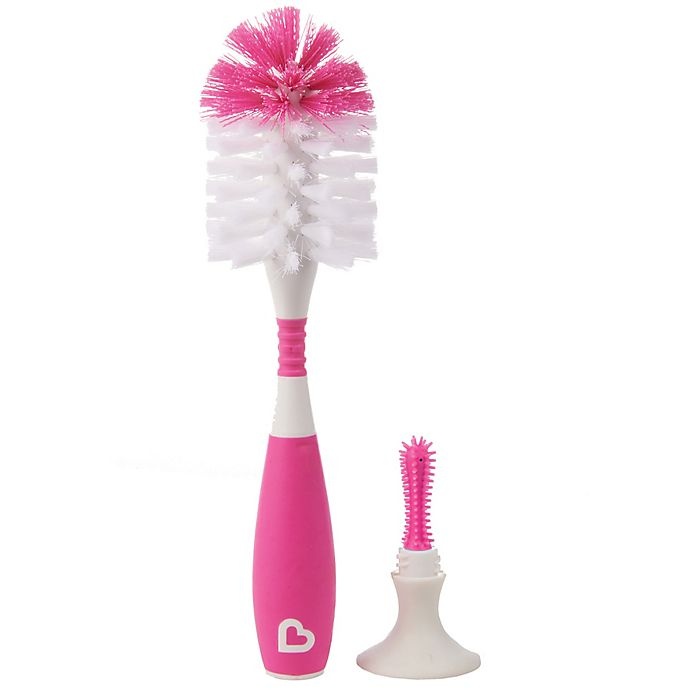 slide 1 of 4, Munchkin Bristle Bottle Brush - Pink, 1 ct