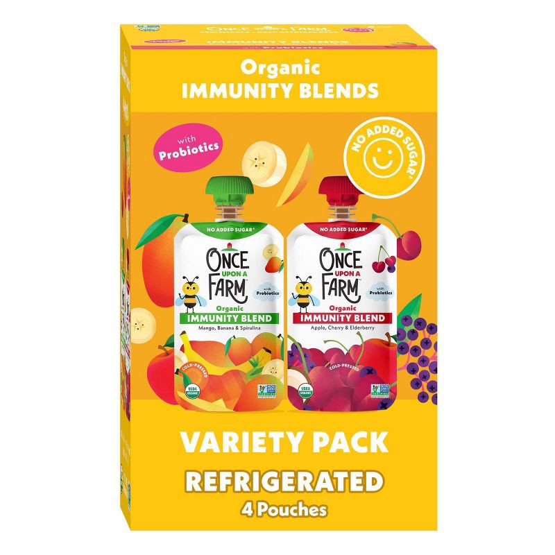 slide 1 of 6, Once Upon A Farm Immunity Blend Variety Pack - 12.8oz/4ct, 4 ct; 12.8 oz
