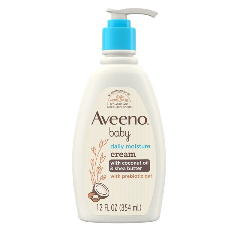 slide 2 of 8, Aveeno Baby Daily Moisturizing Cream with Prebiotic Oat & Shea Butter - Gentle Coconut Scent - 12 fl oz, 12 fl oz