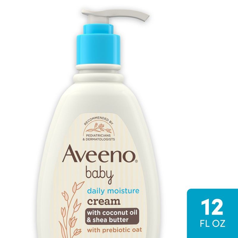slide 1 of 8, Aveeno Baby Daily Moisturizing Cream with Prebiotic Oat & Shea Butter - Gentle Coconut Scent - 12 fl oz, 12 fl oz