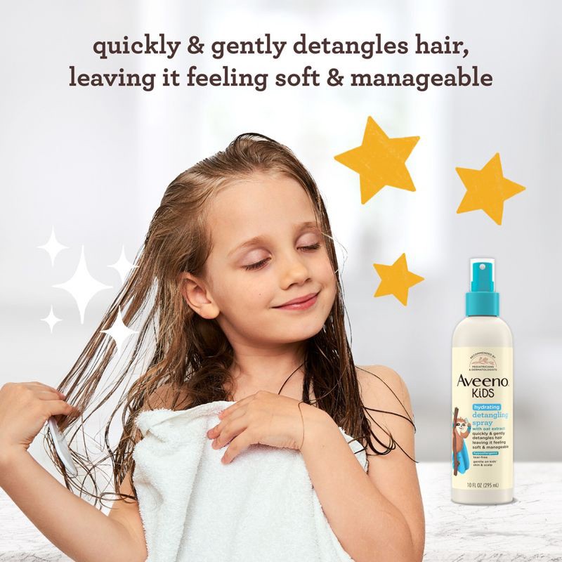 slide 4 of 8, Aveeno Kids' Hydrating Detangling Spray with Oat Extract, Suitable for Skin & Scalp - Light Fragrance - 10 fl oz, 10 fl oz