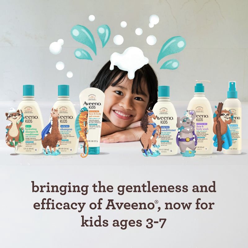 slide 8 of 8, Aveeno Kids' Hydrating Detangling Spray with Oat Extract, Suitable for Skin & Scalp - Light Fragrance - 10 fl oz, 10 fl oz