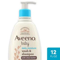 Aveeno Baby Daily Moisturizing 2-in-1 Wash & Shampoo with Shea Butter & Oat Extract - Coconut Scent - 12 fl oz
