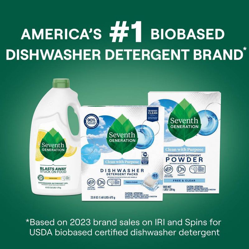 slide 7 of 8, Seventh Generation Free & Clear Natural Dishwasher Detergent Packs - 45ct, 45 ct