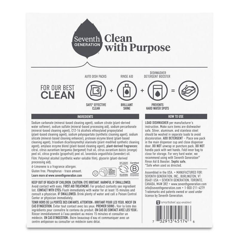 slide 2 of 9, Seventh Generation Fresh Citrus Natural Power Plus Dishwasher Detergent Packs - 21.1oz/40ct, 21.1 oz, 40 ct