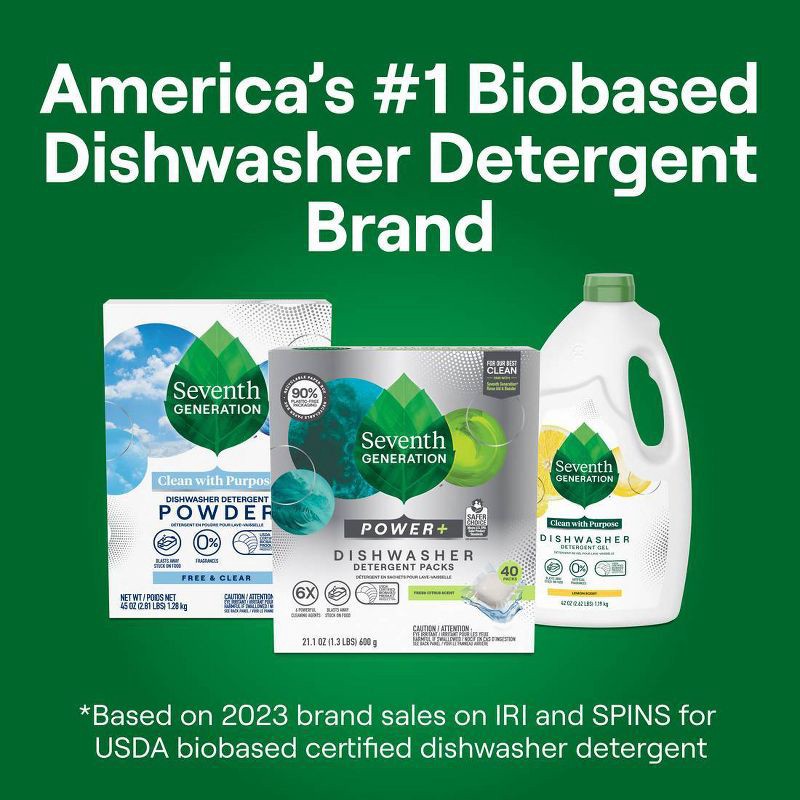 slide 8 of 9, Seventh Generation Fresh Citrus Natural Power Plus Dishwasher Detergent Packs - 21.1oz/40ct, 21.1 oz, 40 ct