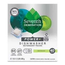Seventh Generation Fresh Citrus Power Plus Dishwasher Detergent Packs: 40 Dye-Free, Phosphate-Free Packets