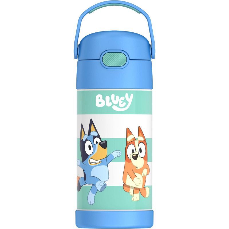 slide 1 of 9, Thermos Kids' 12oz Stainless Steel FUNtainer Water Bottle with Bail Handle - Bluey, 12 oz