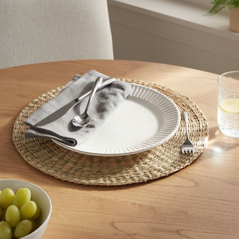 slide 2 of 4, 15" Round Woven Seagrass Charger Natural - Threshold™, 1 ct