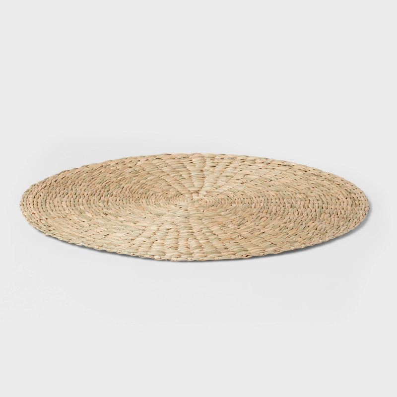 slide 3 of 4, 15" Round Woven Seagrass Charger Natural - Threshold™, 1 ct