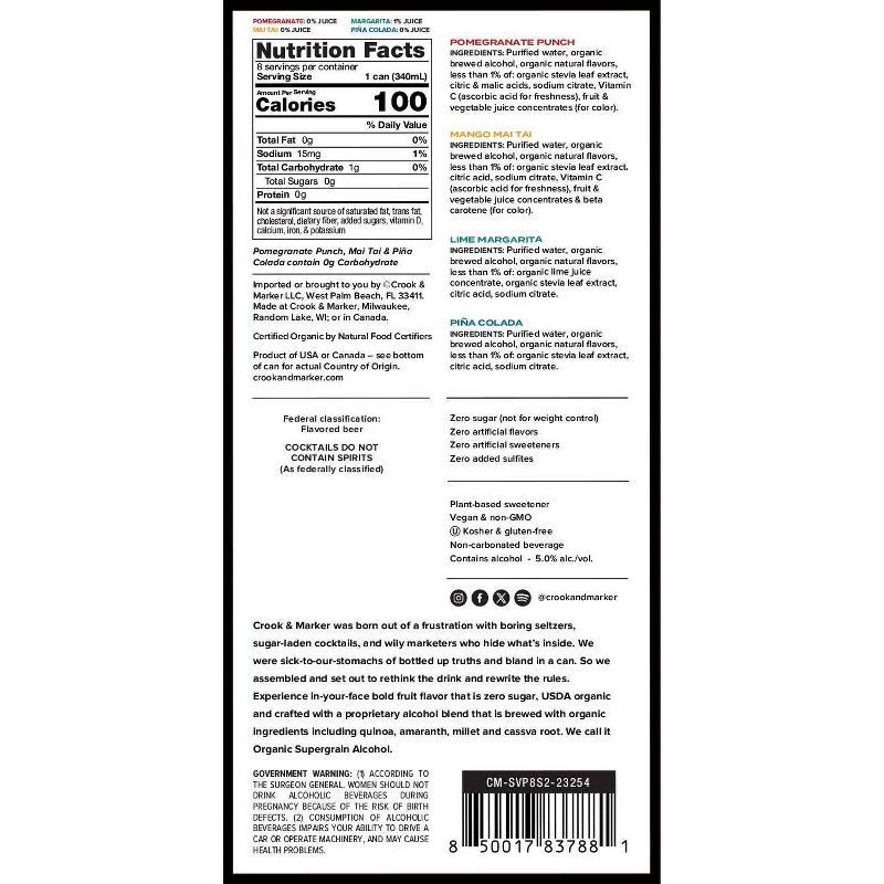 slide 7 of 7, Crook & Marker Crooks Still Variety Pack - 8pk/11.5 fl oz Cans, 8 ct, 11.5 fl oz