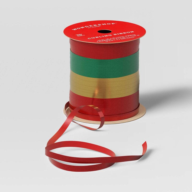 slide 3 of 3, 4 End Christmas Curl Ribbon 70' Red/Green/Gold - Wondershop™, 1 ct
