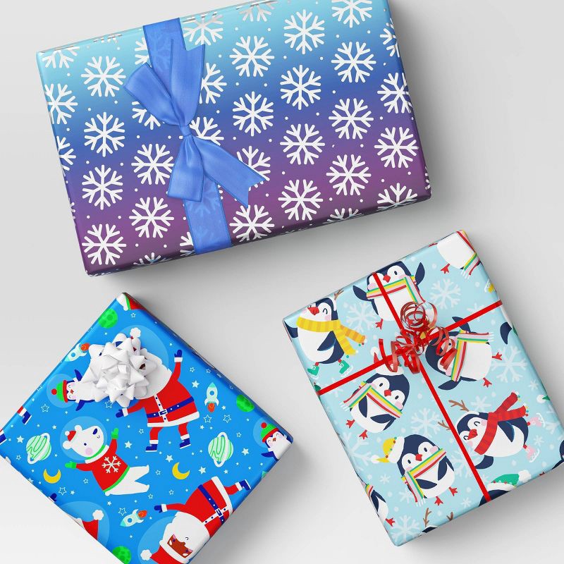 slide 2 of 3, 3/8" Christmas Curl Ribbon 72' Red/White/Silver - Wondershop™, 1 ct