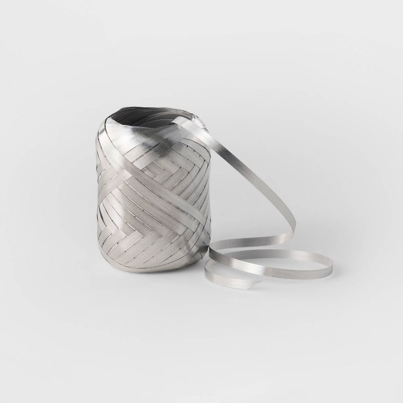 slide 1 of 3, 3/16" Christmas Curl Ribbon 70' Silver - Wondershop™, 1 ct