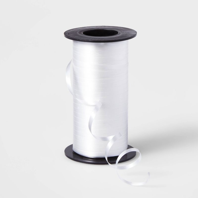 slide 1 of 3, 3/16" Christmas Curl Ribbon 1050' White - Wondershop™, 1 ct