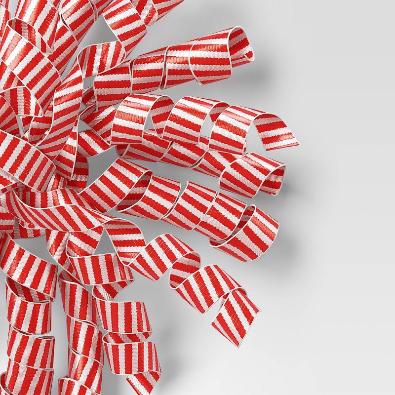 slide 3 of 3, 2ct Striped Curl Swirl Christmas Decorative Bow Red/White - Wondershop™: Holiday Gift Packaging Accessories, Polyester, 8", 2 ct