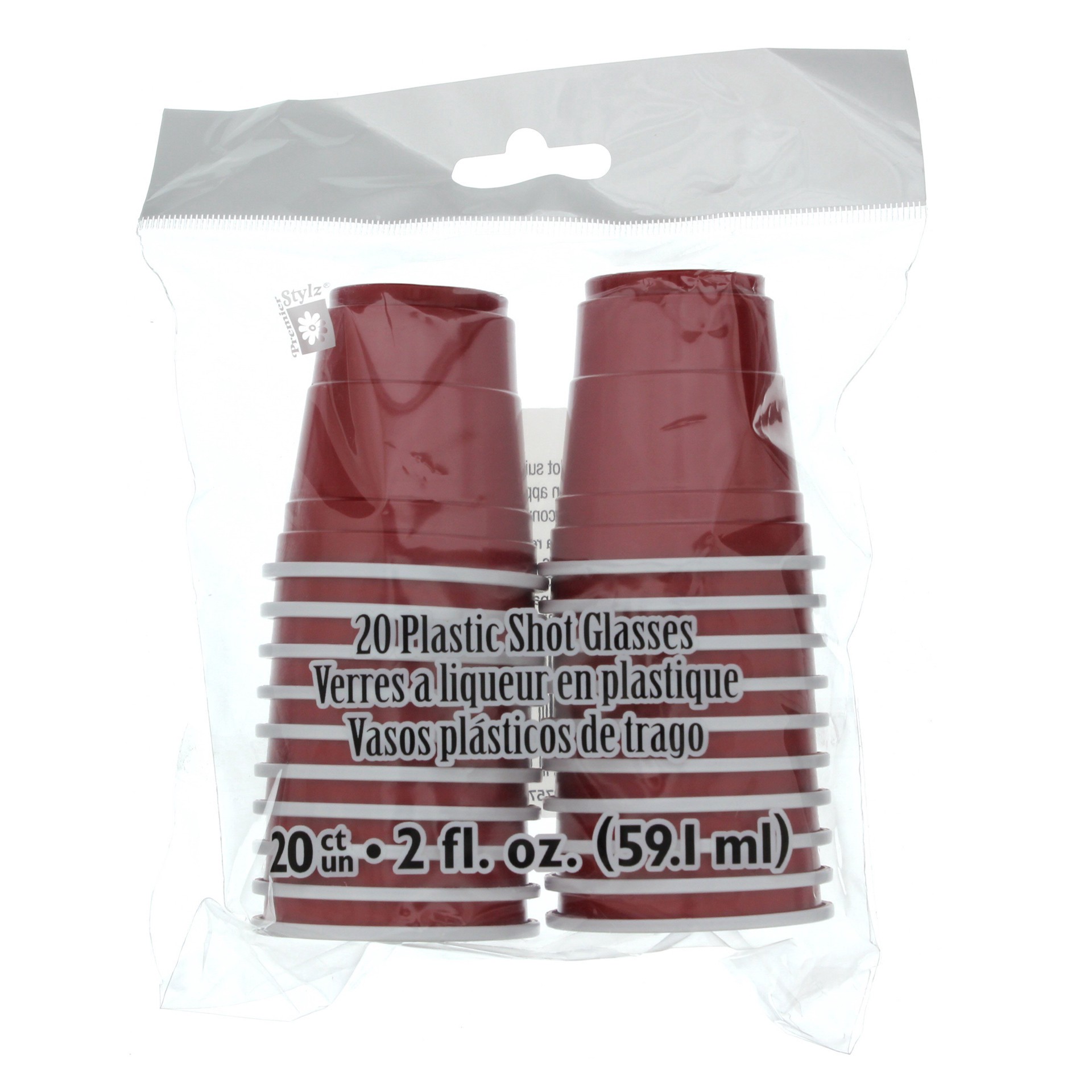 slide 1 of 1, Unique Industries Red Plastic Shot Glass, 20 ct