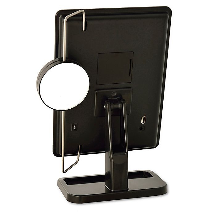 slide 2 of 2, Sharper Image Jerdon LED Touch Mirror with Vanity Tray - Black, 1 ct