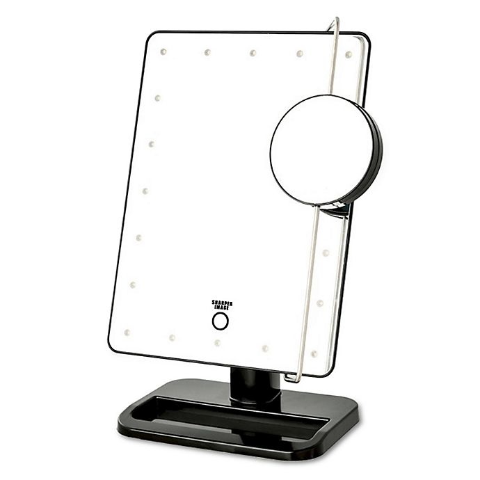 slide 1 of 2, Sharper Image Jerdon LED Touch Mirror with Vanity Tray - Black, 1 ct