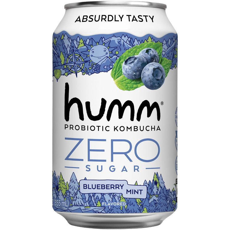 slide 1 of 1, Humm Kombucha Humm Zero Blueberry Mint Kombucha - 12 fl oz, 12 fl oz