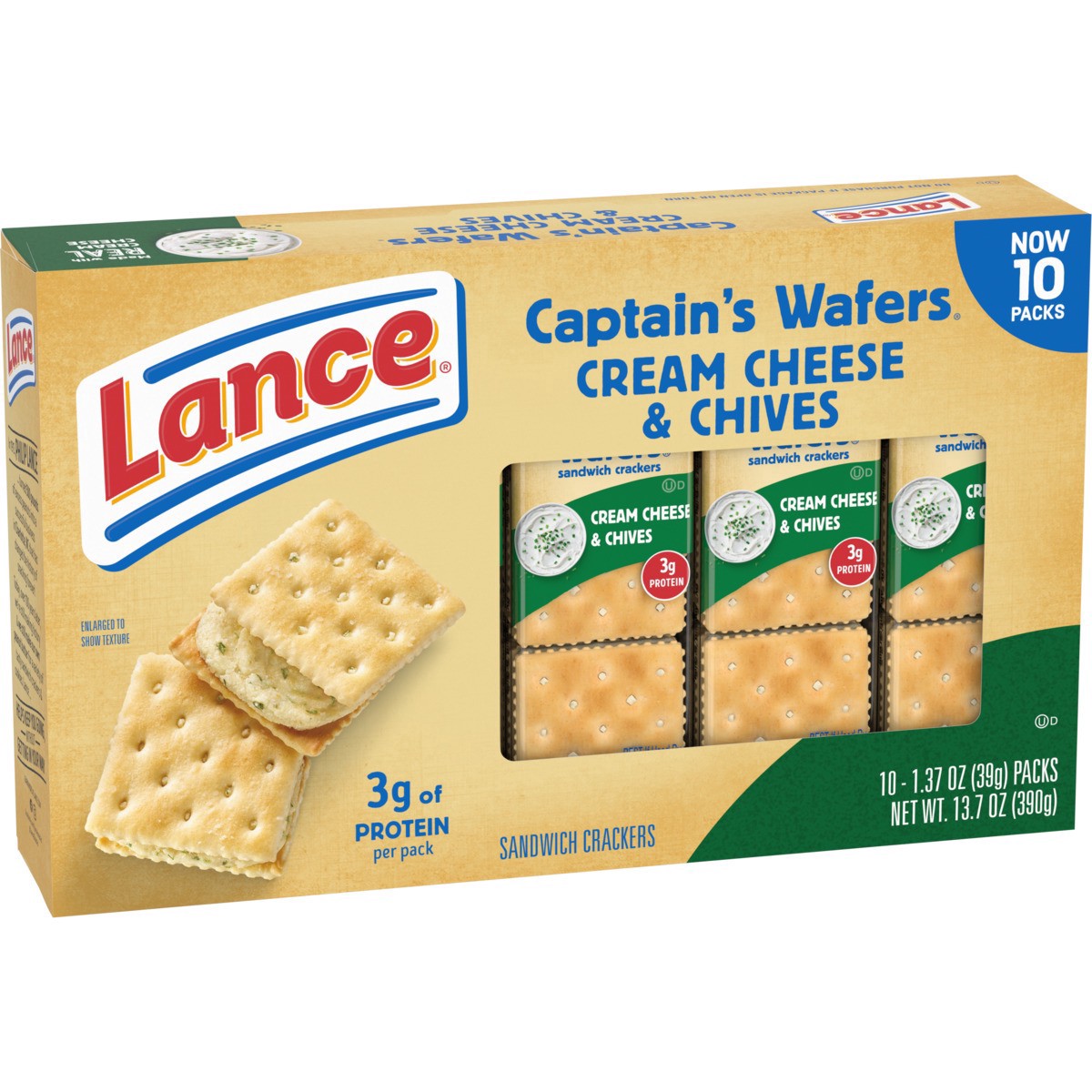 slide 5 of 13, Lance Captain's Wafers Cream Cheese and Chives Sandwich Crackers, 13.700 oz