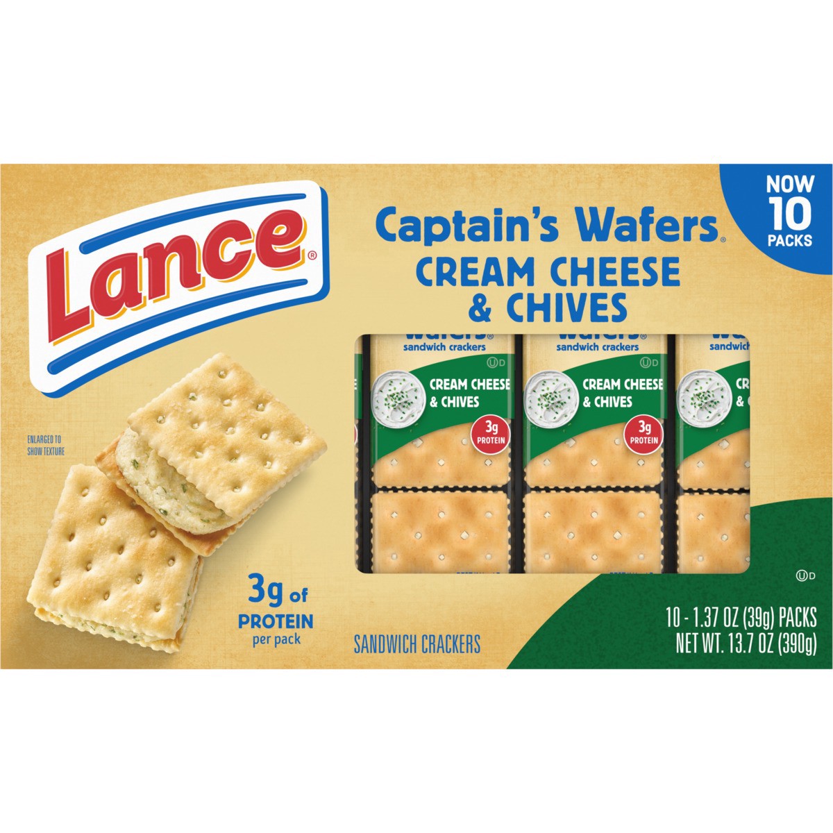 slide 4 of 13, Lance Captain's Wafers Cream Cheese and Chives Sandwich Crackers, 13.700 oz