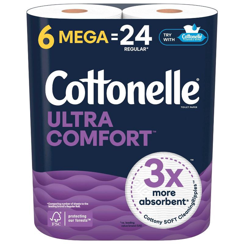 slide 1 of 8, Cottonelle Ultra Comfort Toilet Paper - 6 Mega Rolls, 1 ct