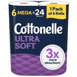 Cottonelle Ultra Soft Toilet Paper - 6 Mega Rolls