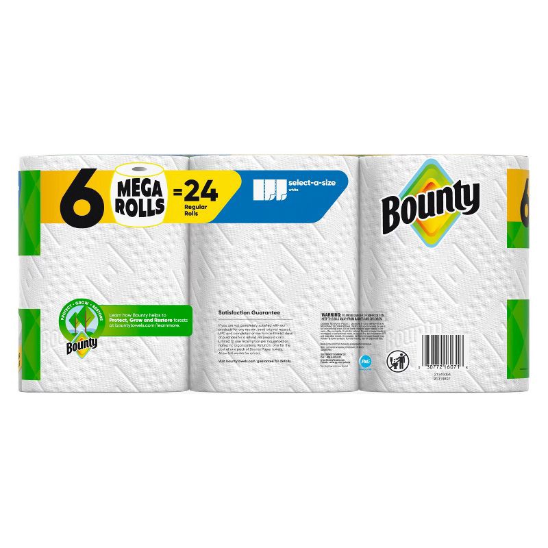slide 15 of 15, Bounty Select-A-Size Paper Towels - 6 Mega Rolls, 1 ct