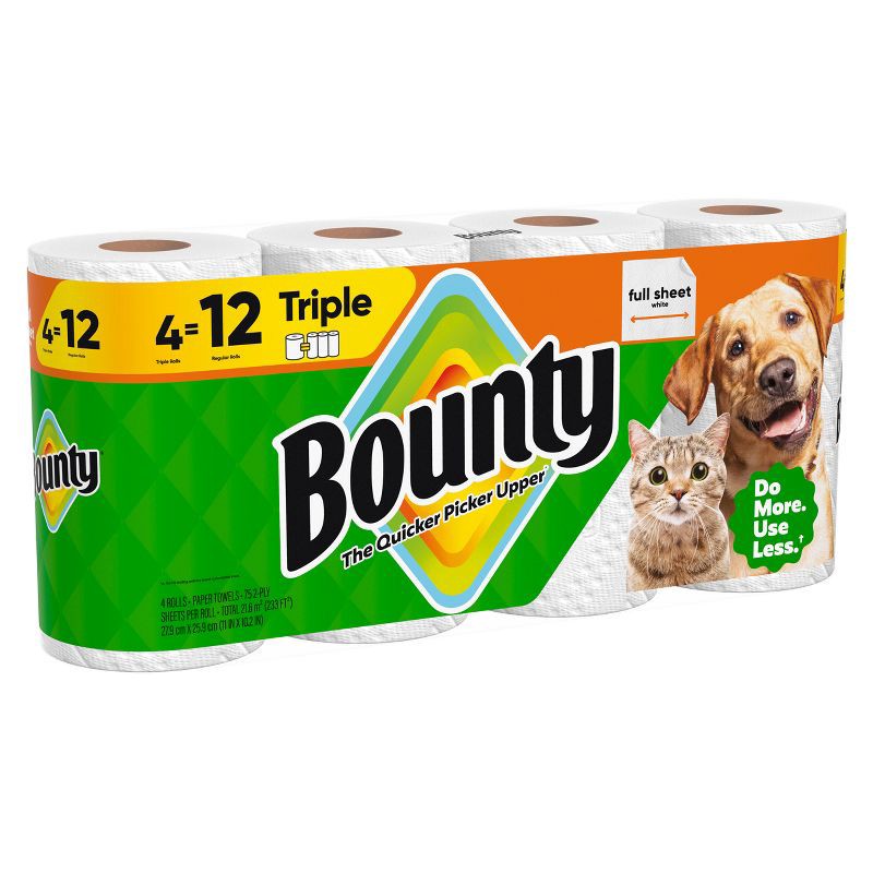 slide 14 of 15, Bounty Full Sheet Paper Towels - 4 Triple Rolls, 1 ct